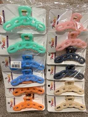 Pastel Collection Chain Link Hair Claw Clips Assorted Colors 12-Piece Set